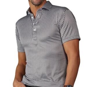 Collars & Co. Semi-Spread Collar Polo - Black Gingham S